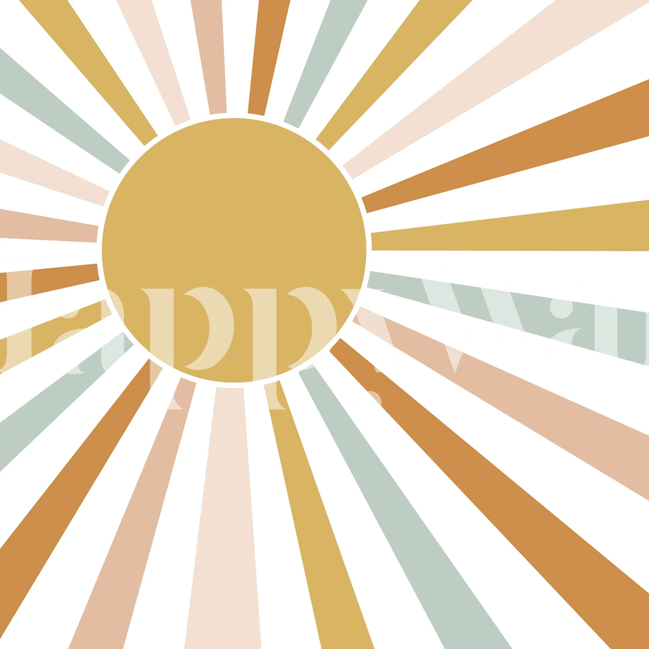 Carta da parati Boho Sun Gender Neutral con motivo a raggiera pastello