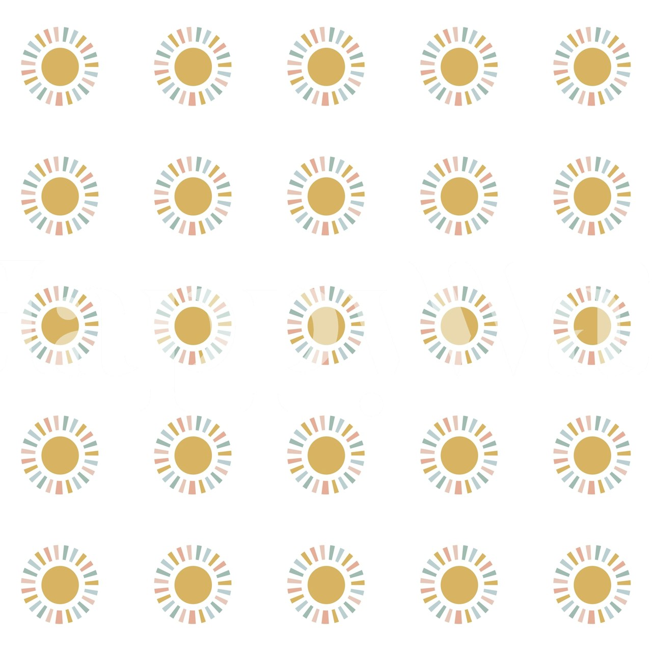 Colorful sun pattern with gold and pastel rays wallpaper