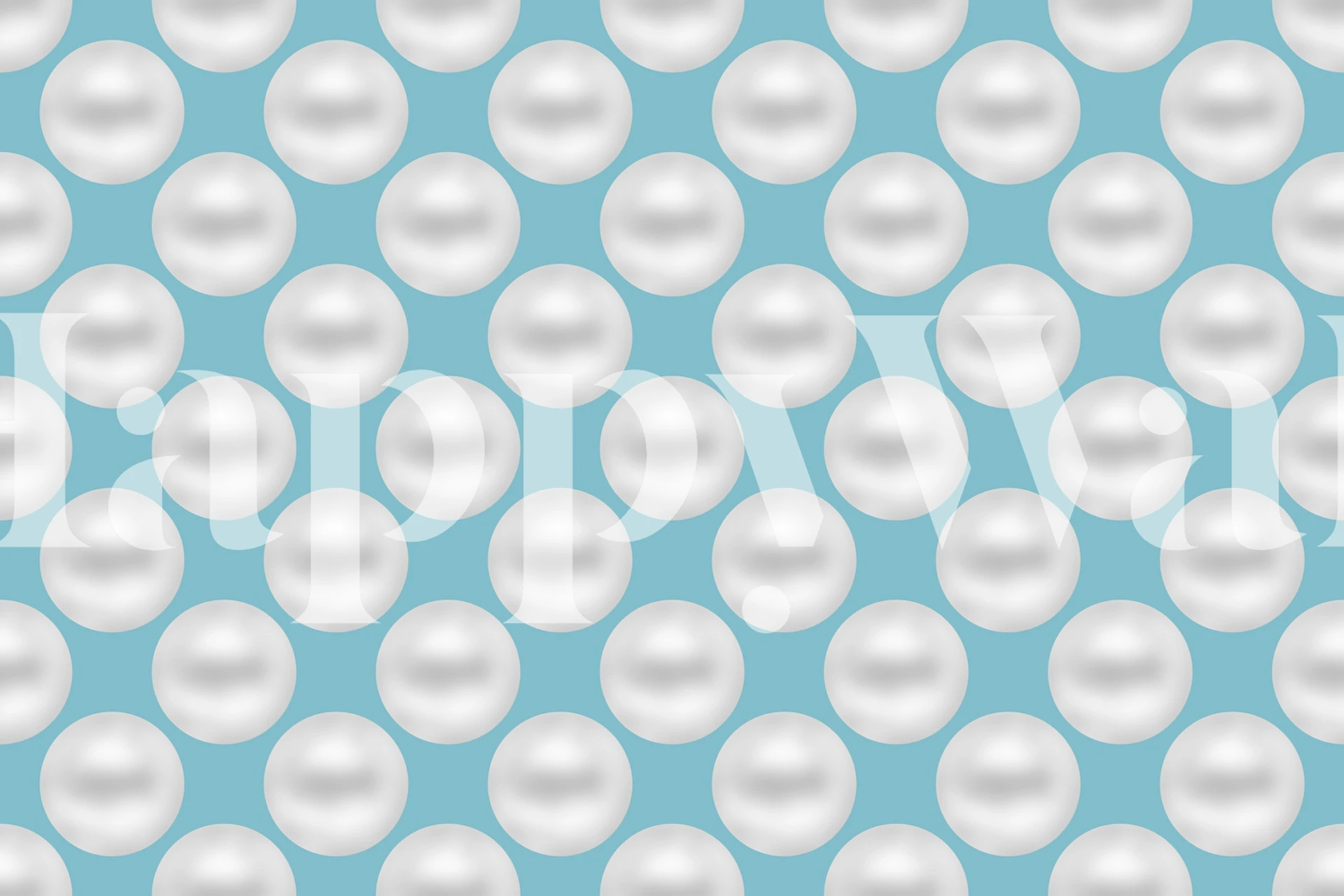 Elegant veggmaleri med perlemønster på blå bakgrunn