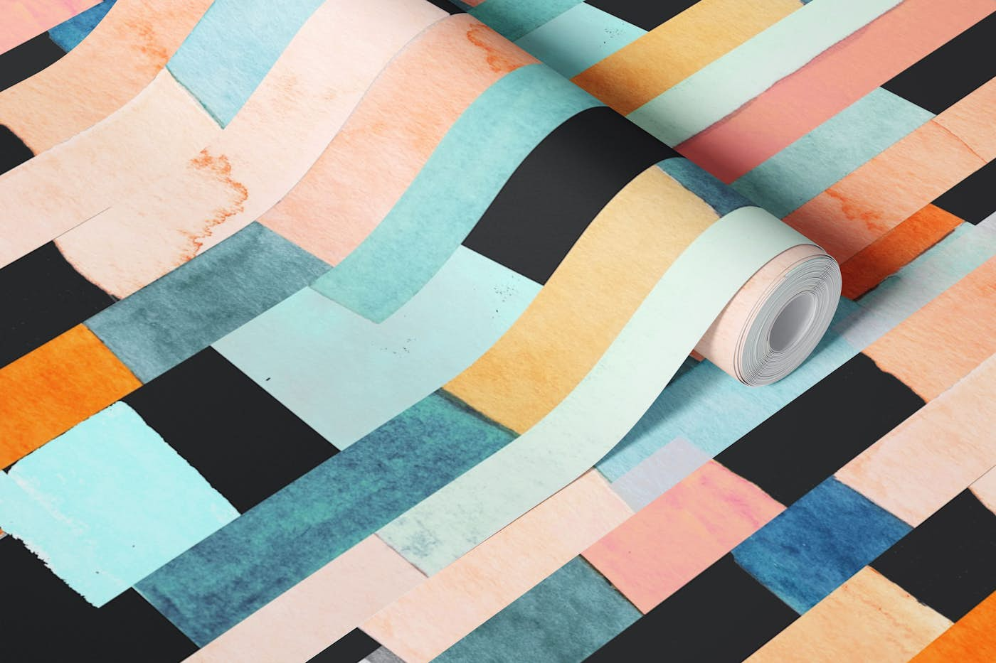 Multicolor stripes wallpaper roll