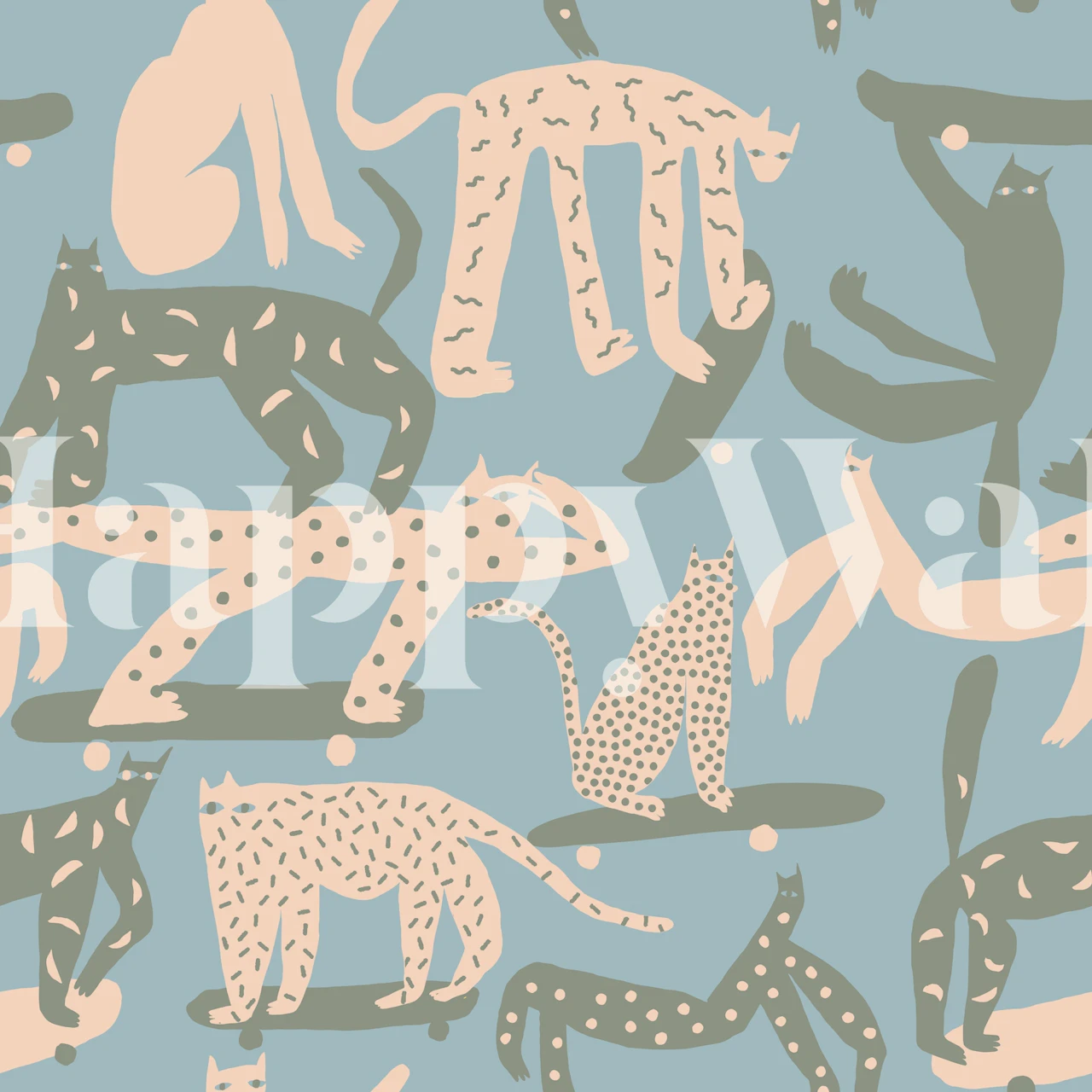 Broken cats wallpaper design in a room