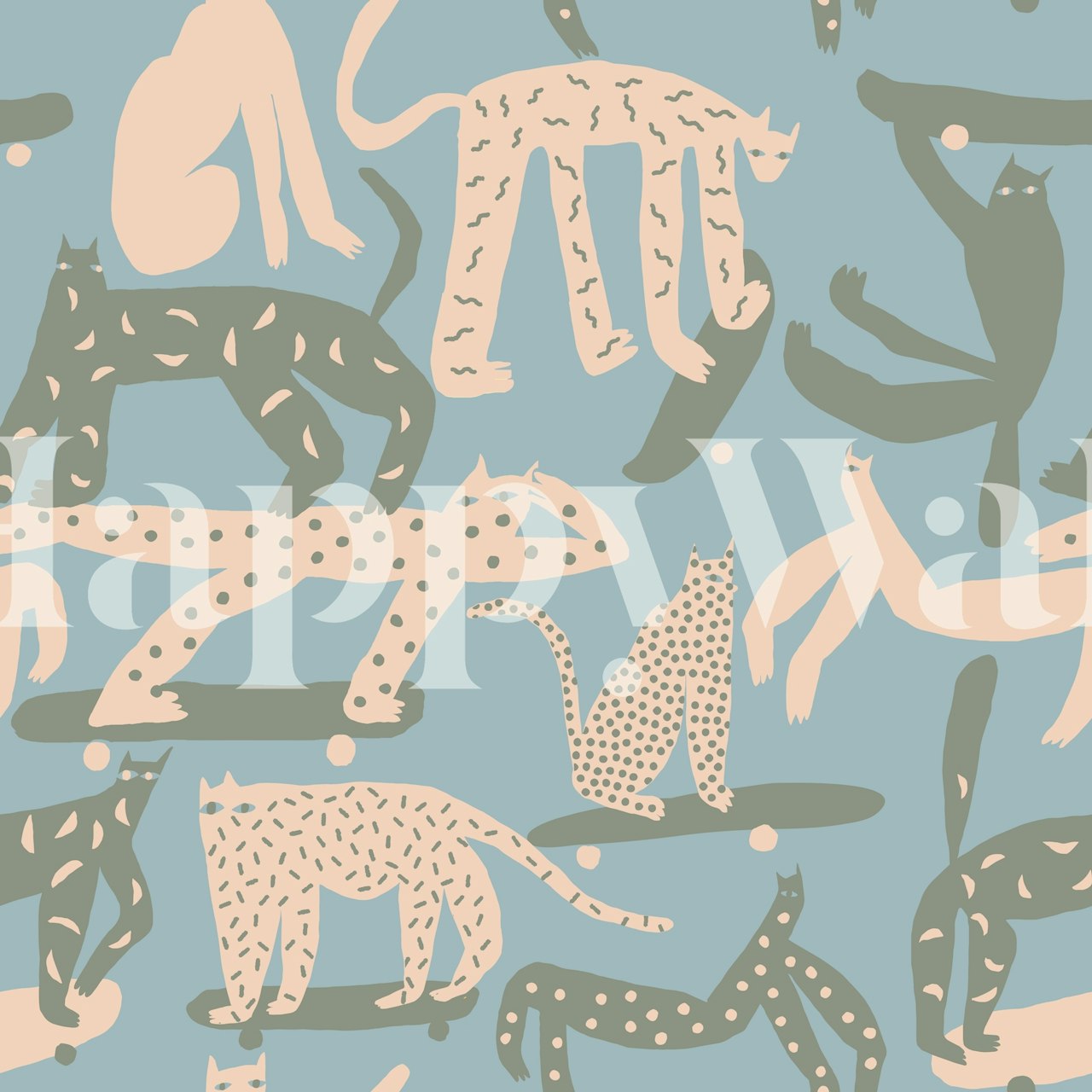 Broken cats wallpaper design in a room