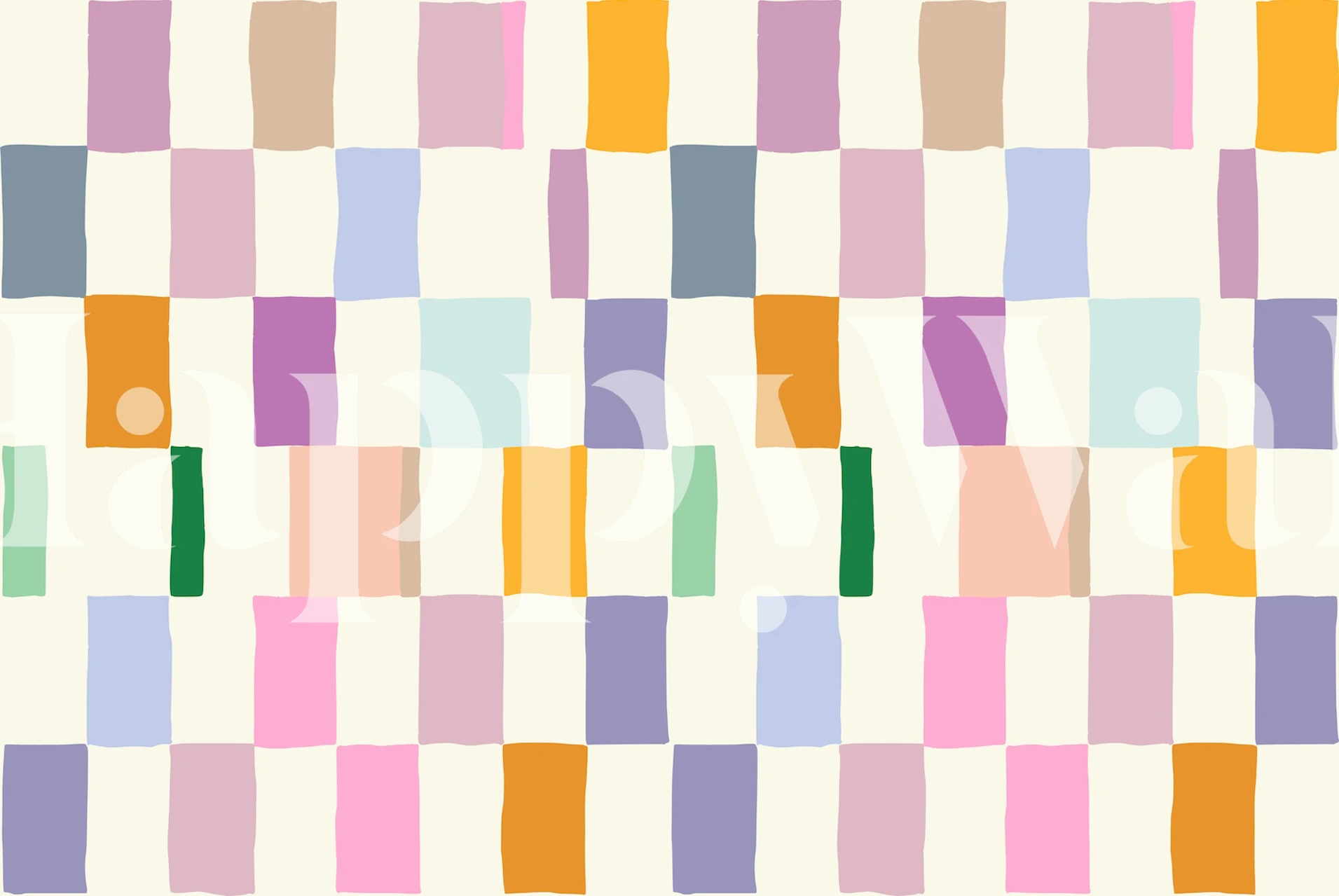 Carta da parati Summer check handdrawn in una stanza