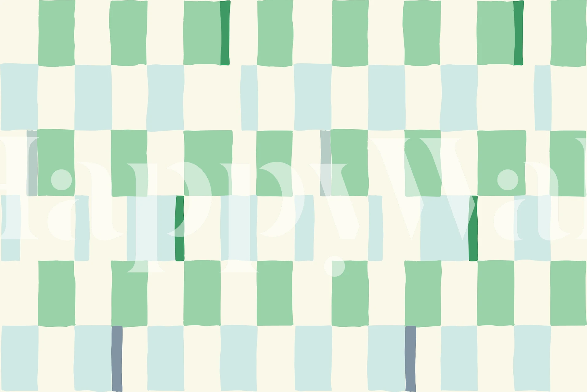 Summer check handdrawn mint carta da parati in una stanza