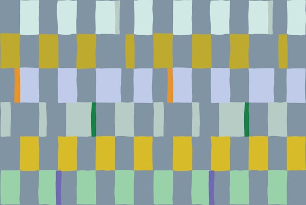 Summer check handdrawn teal