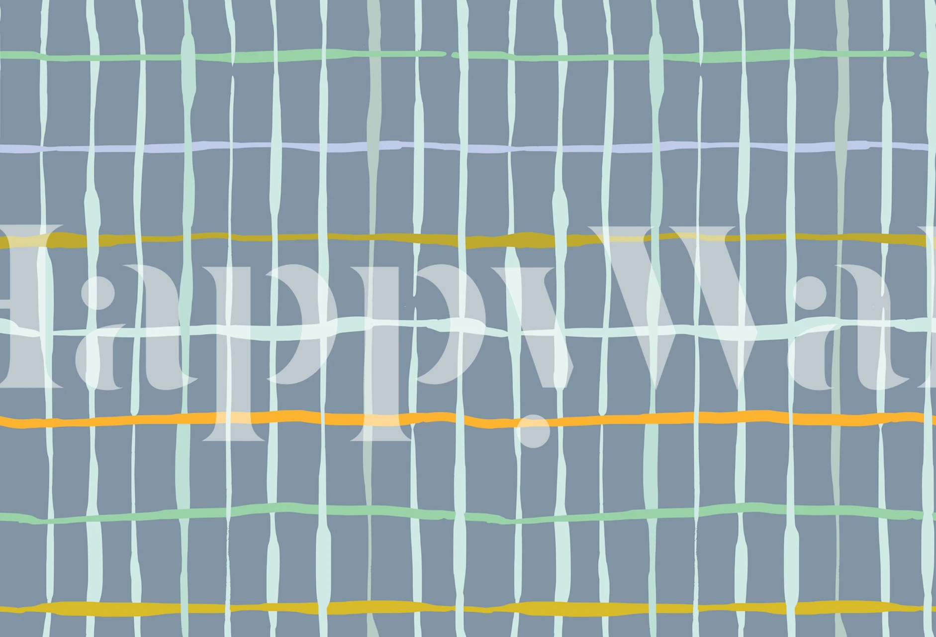 Summer lines teal wallpaper in a room setting