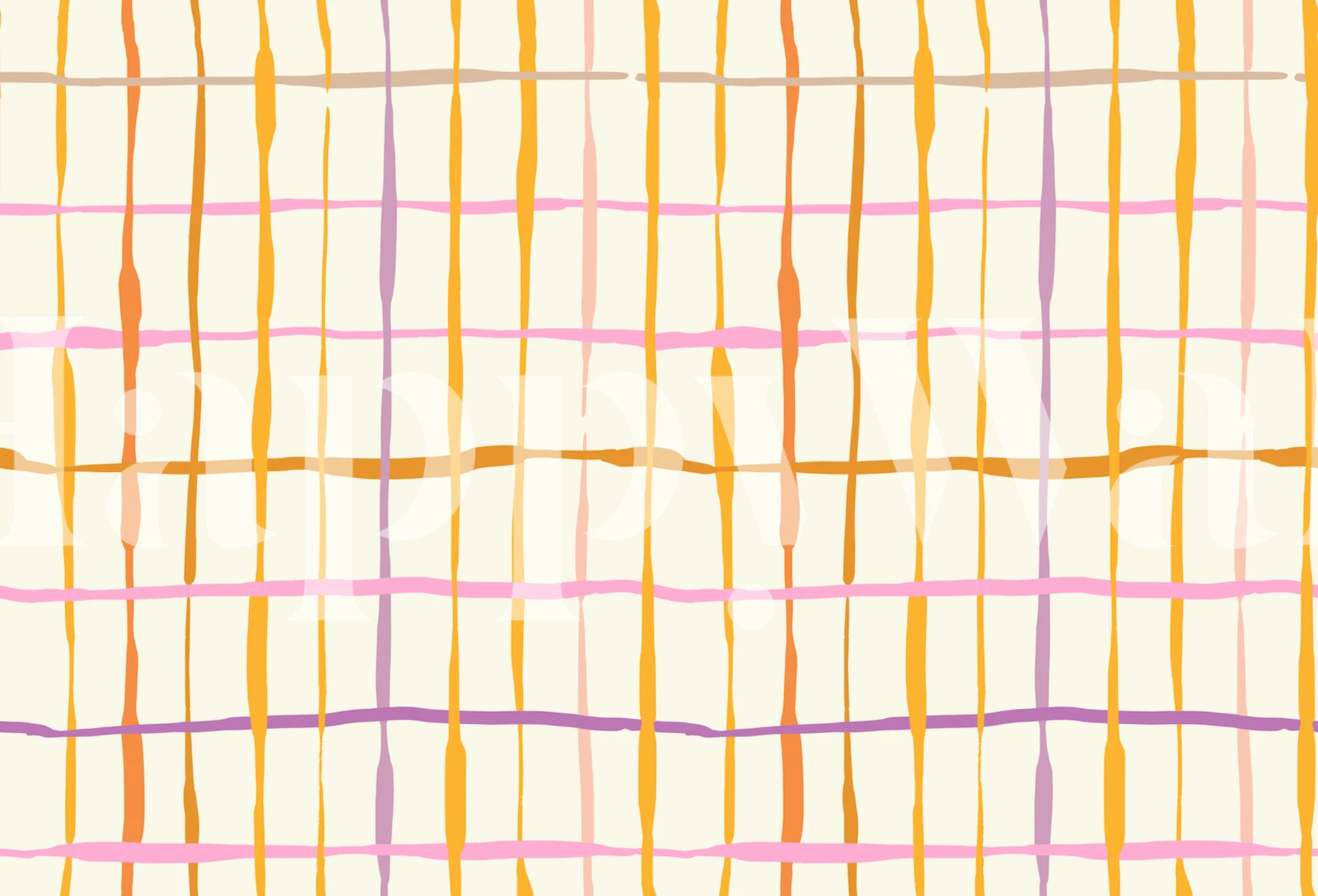 Colorful geometric lines in orange and pink wallpaper
