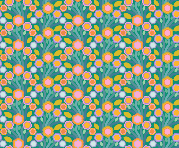 Big pop retro flowers green
