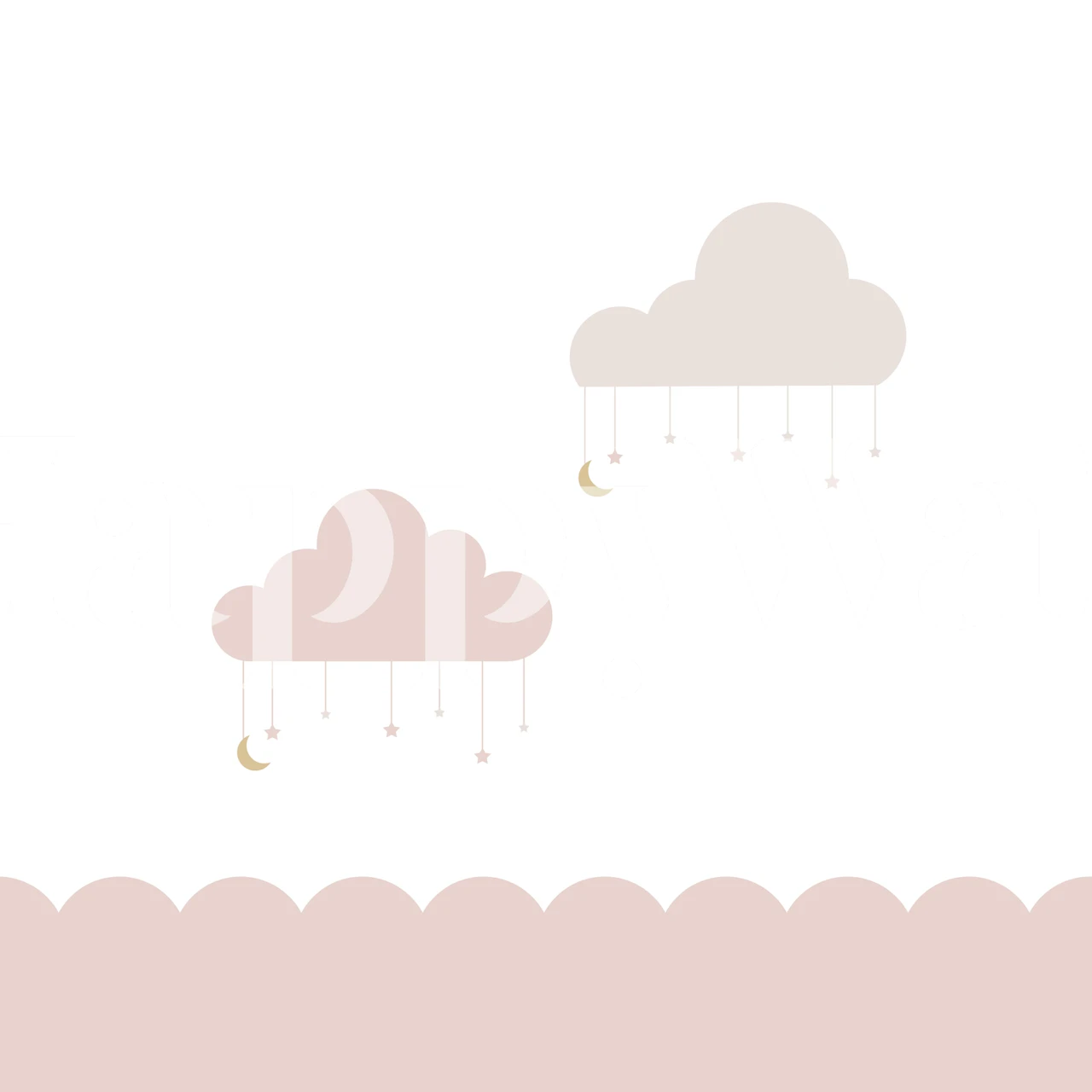 Nursery wallpaper with pink clouds