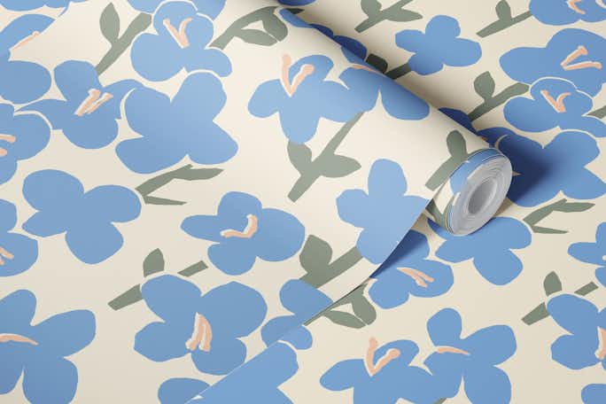 Blue Abstract flowerswallpaper roll