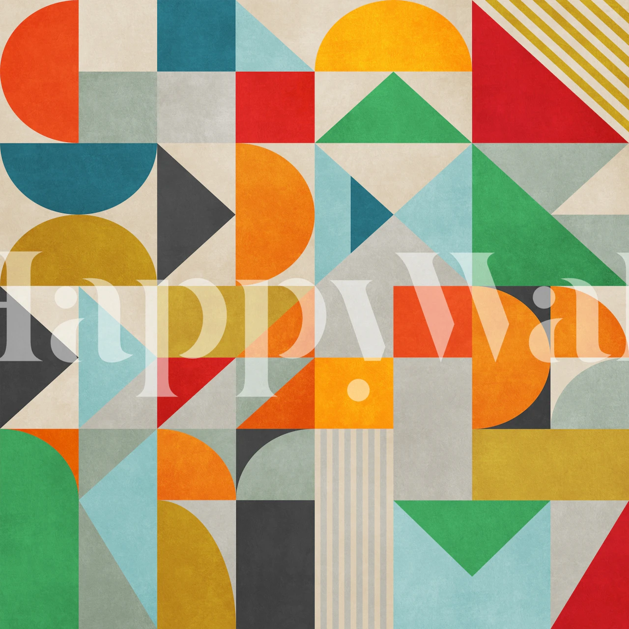 Papier peint mural géométrique coloré avec formes variées