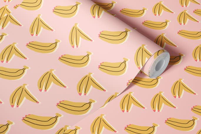 bananas on pinkwallpaper roll