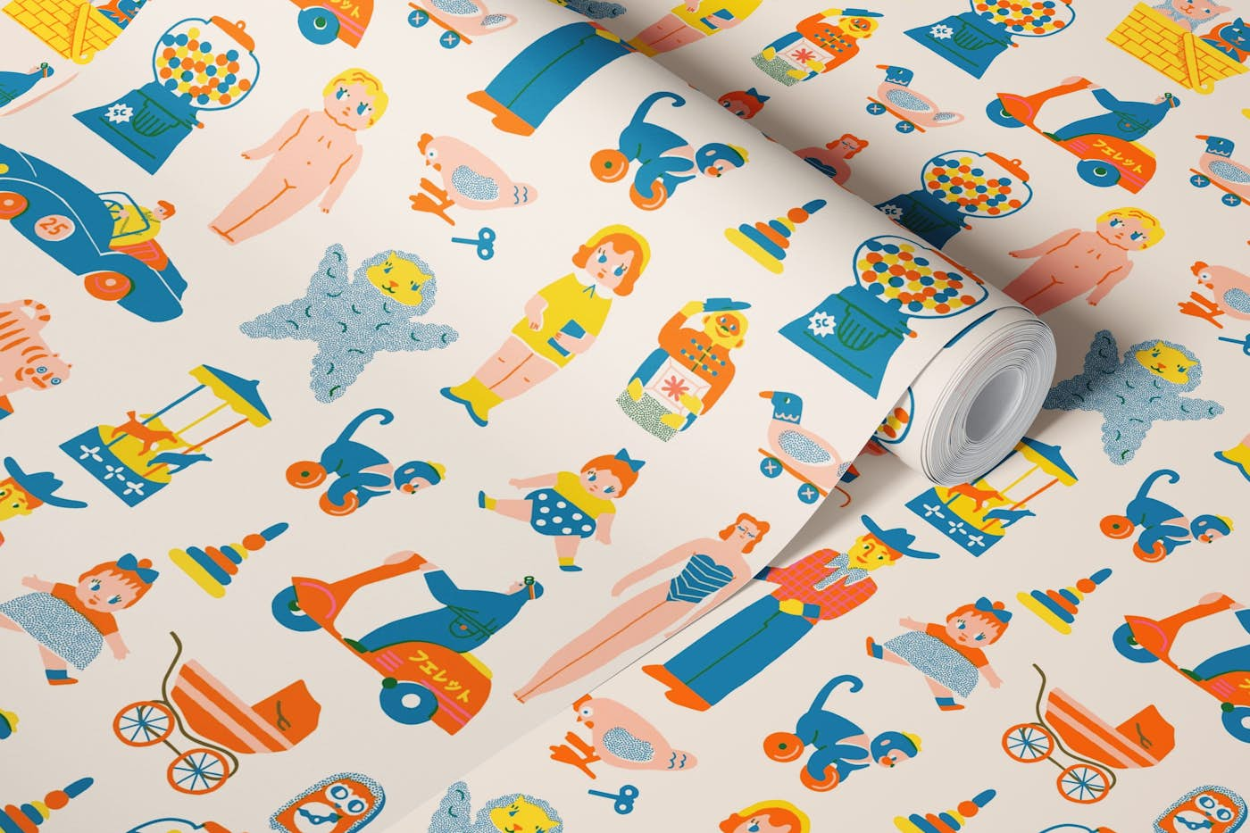 Vintage toys wallpaper roll