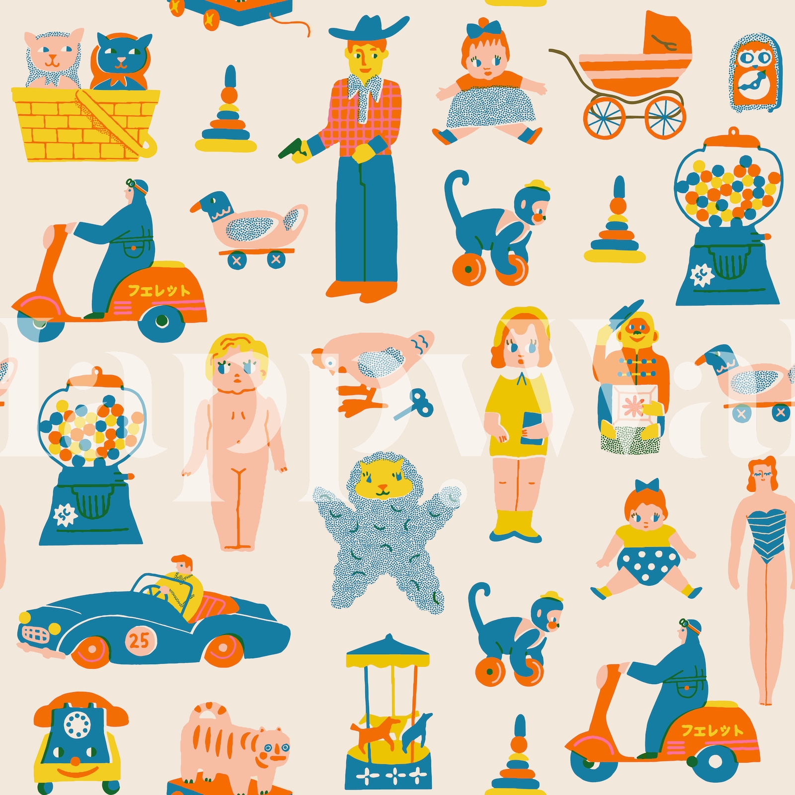 Vintage Toys Wallpaper - Buy Online at Happywall
