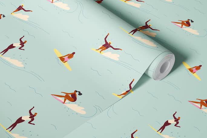 Surfers have funwallpaper roll