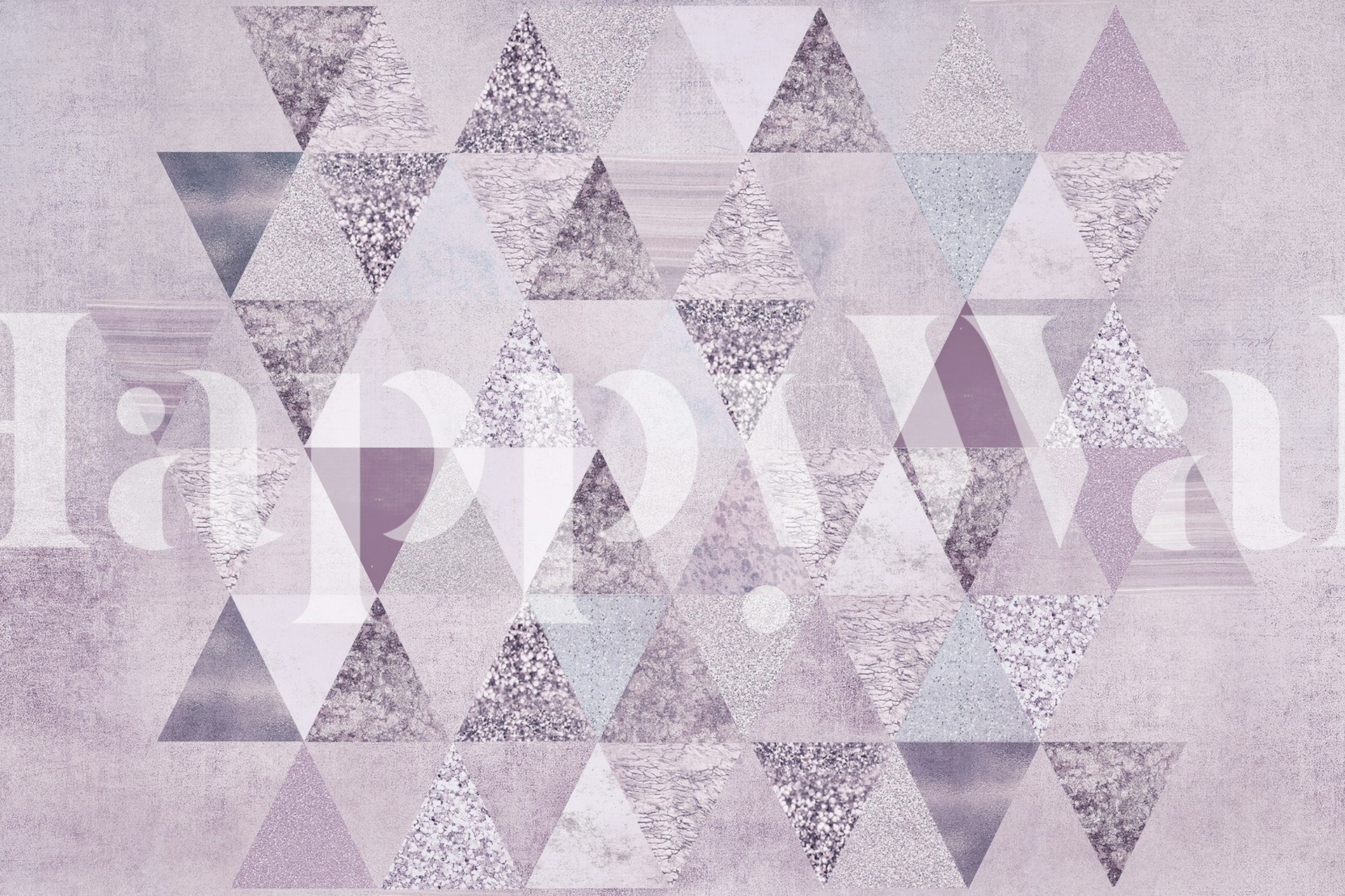 Τοίχος από ανατολή και λιλά γεωμετρικό τρίγωνο από το Happywall