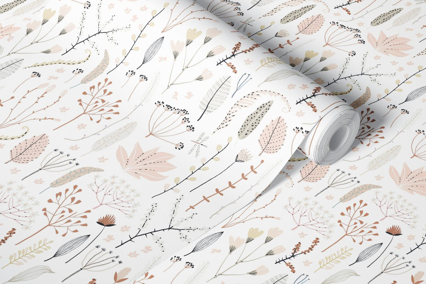 Soft botanicals wallpaper roll