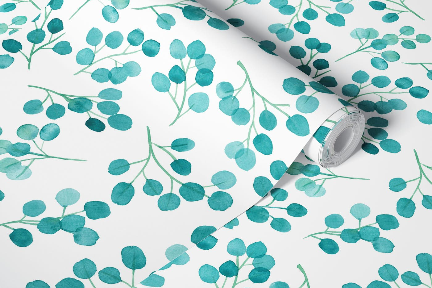 Eucalyptus in watercolors wallpaper roll