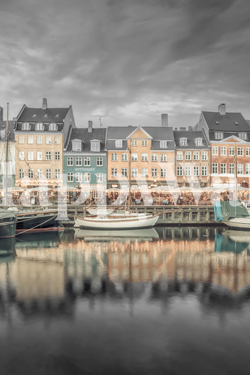 Copenhagen Nyhavn vintage wallpaper design