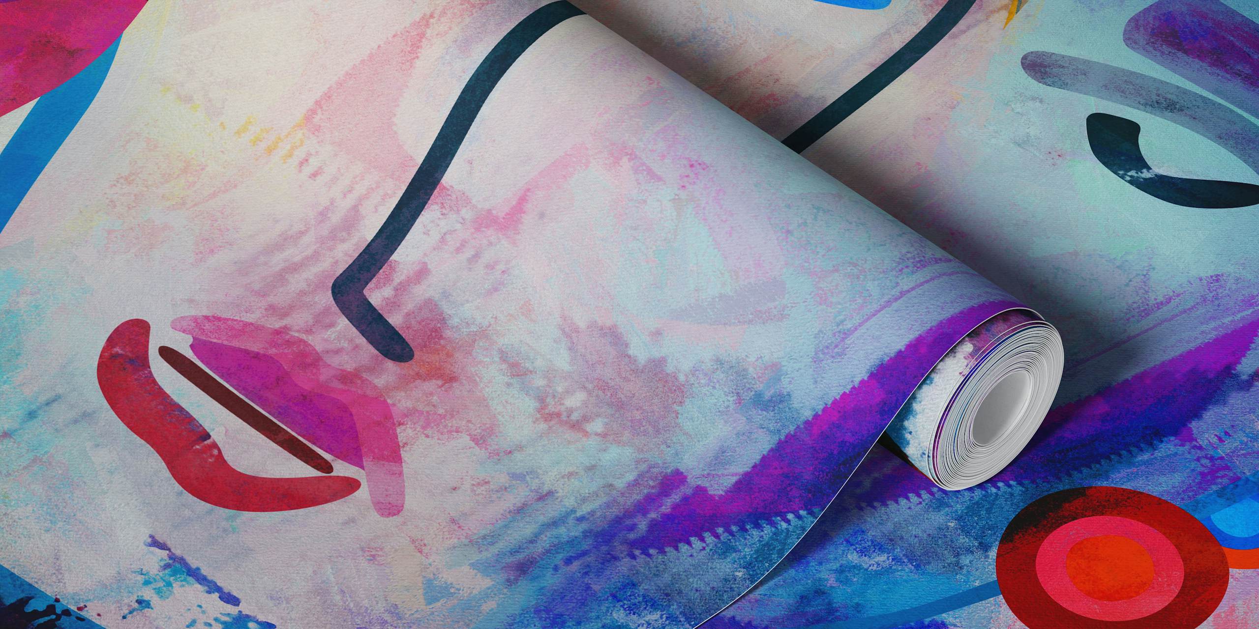 Abstract colorful wall mural featuring an imaginative representation of a mind in a brainstorming session