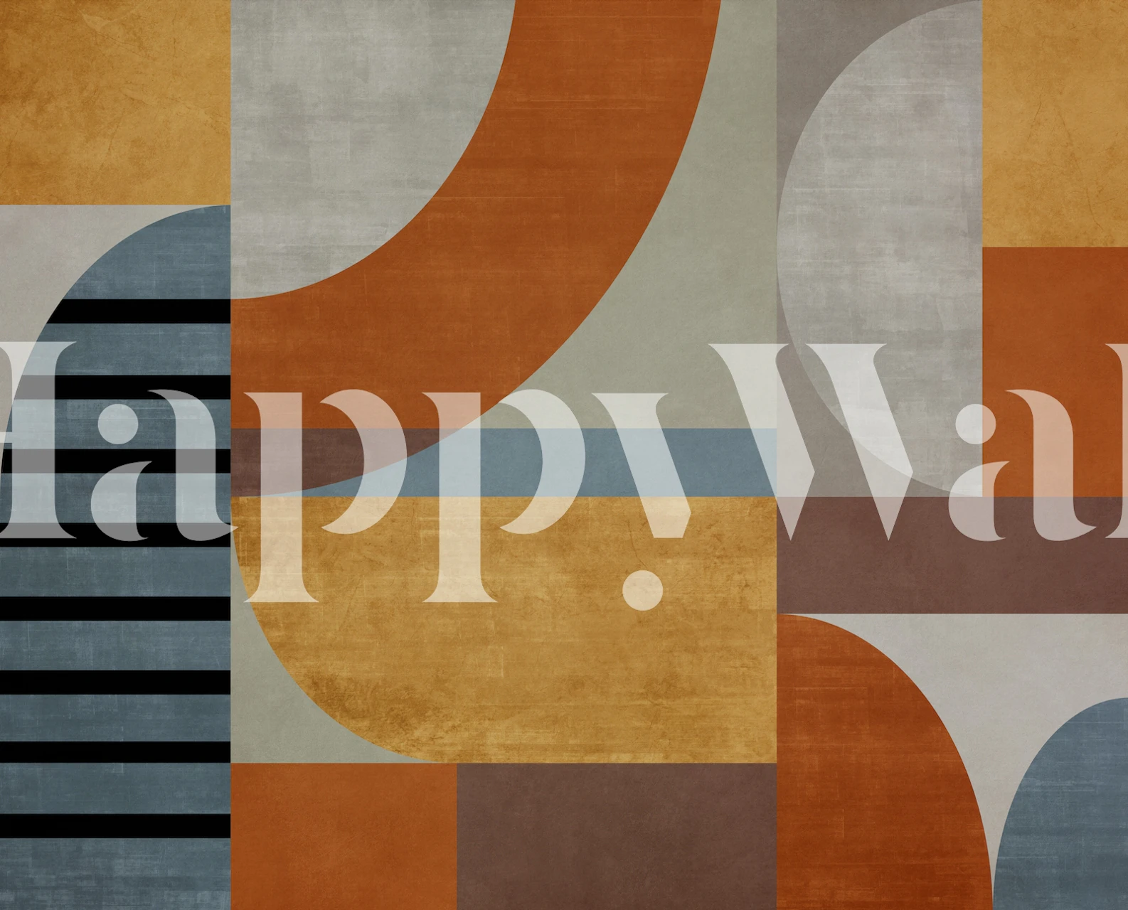 Geometric abstract wallpaper with warm colors including orange, beige, and blue tones