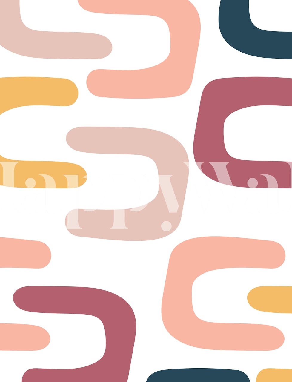 Colorful abstract shapes in pink, yellow, and blue wallpaper