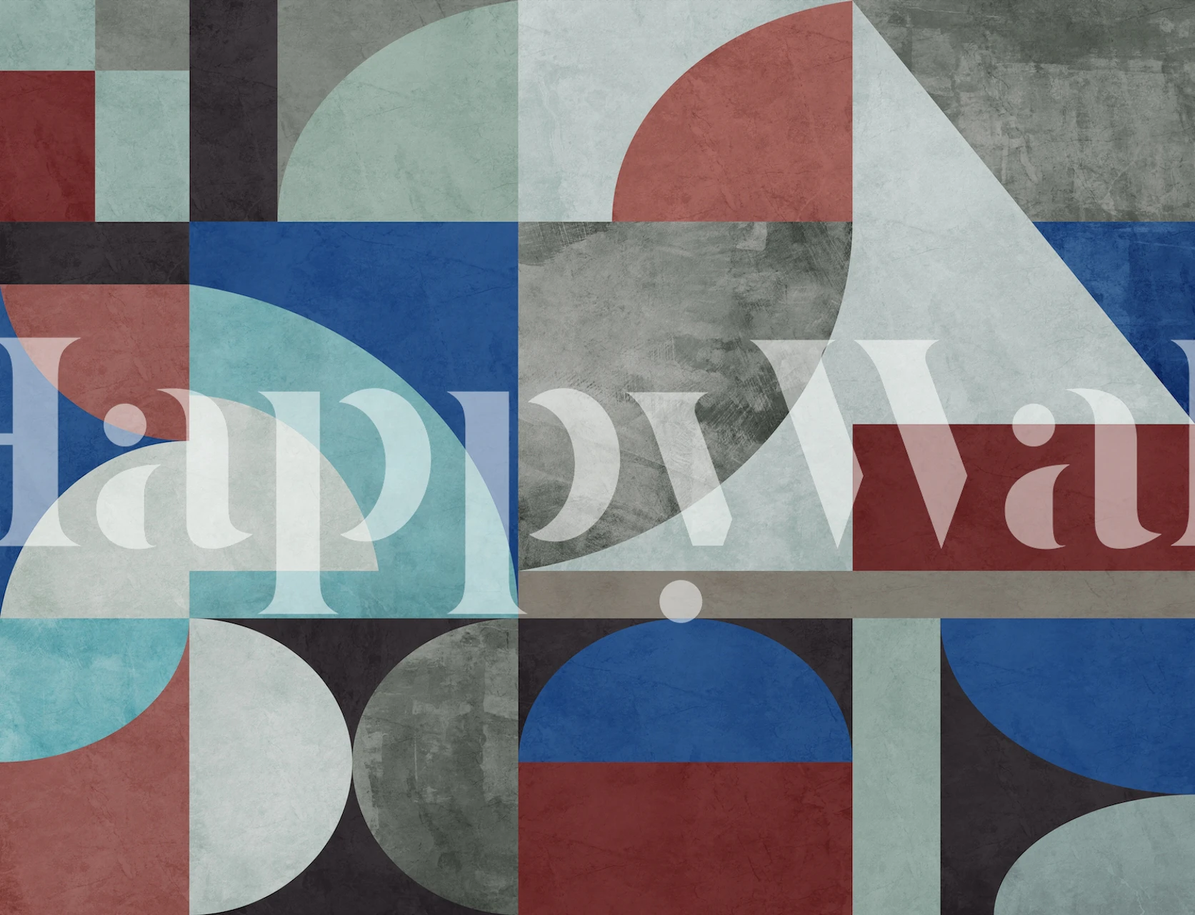 Colorful abstract geometric design with blue, red, and gray wallpaper