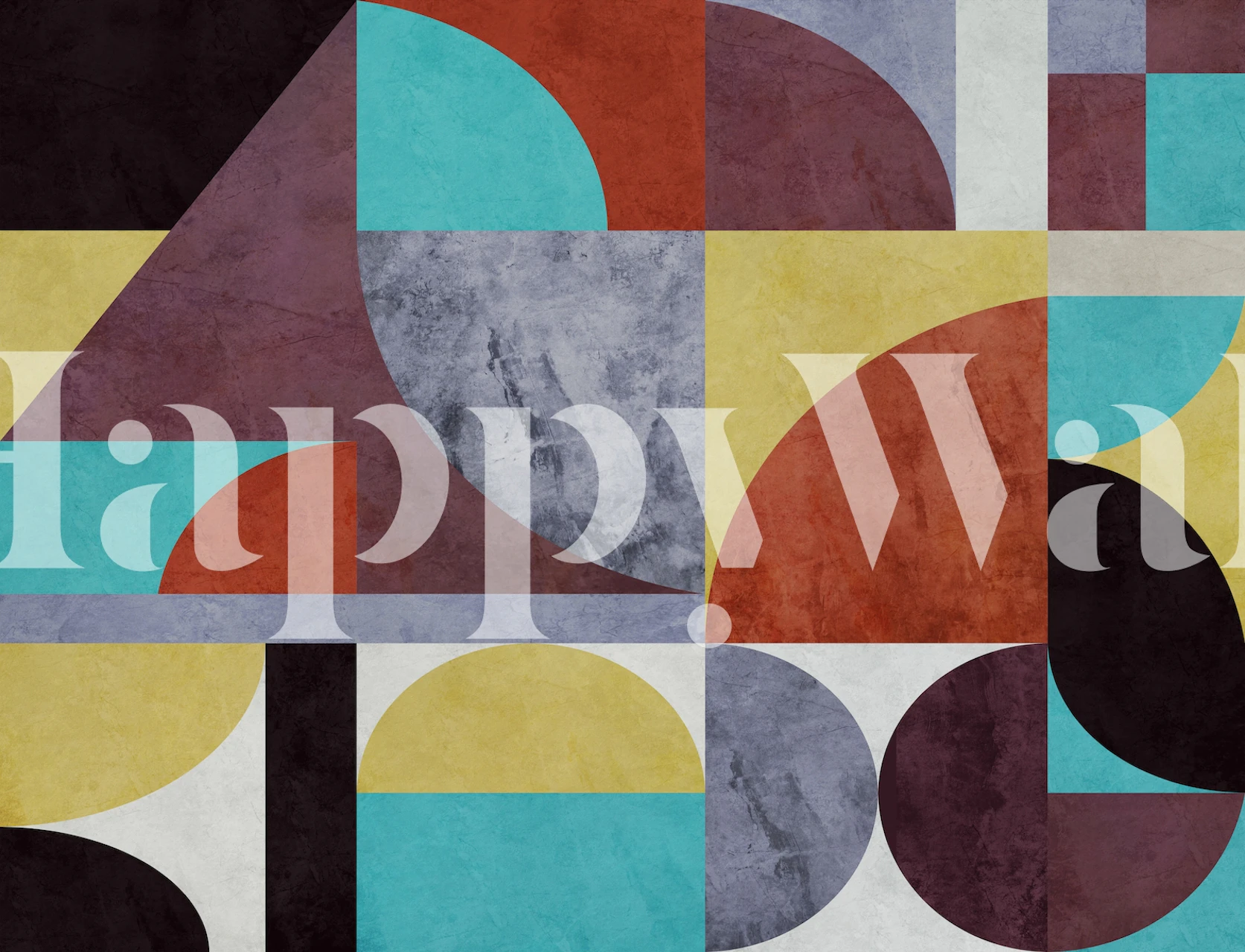 Colorful geometric shapes in various hues collage wallpaper