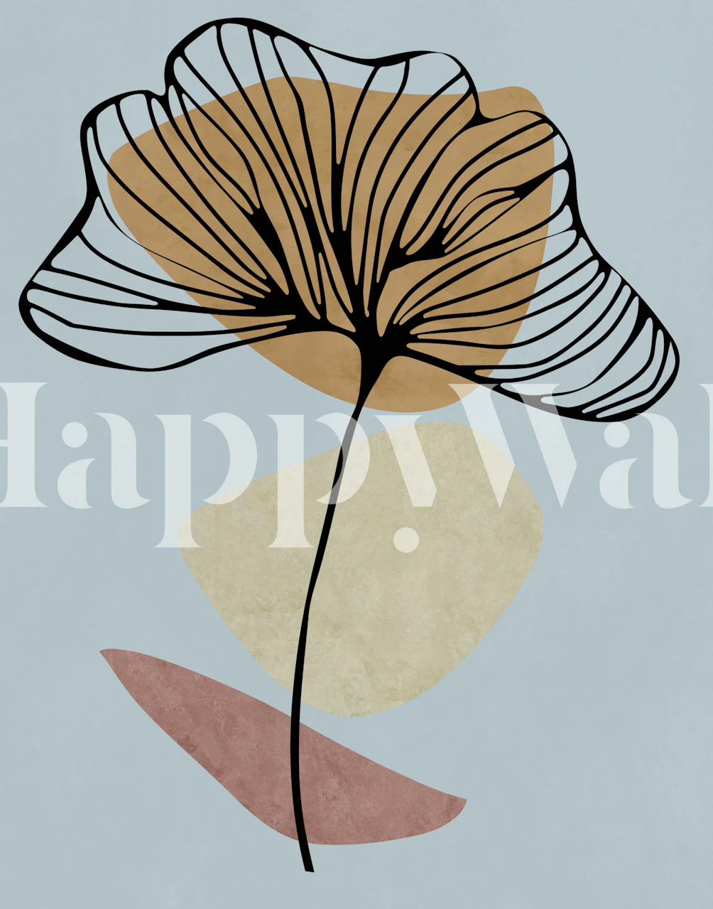 Minimalist floral line drawing on pastel background wallpaper