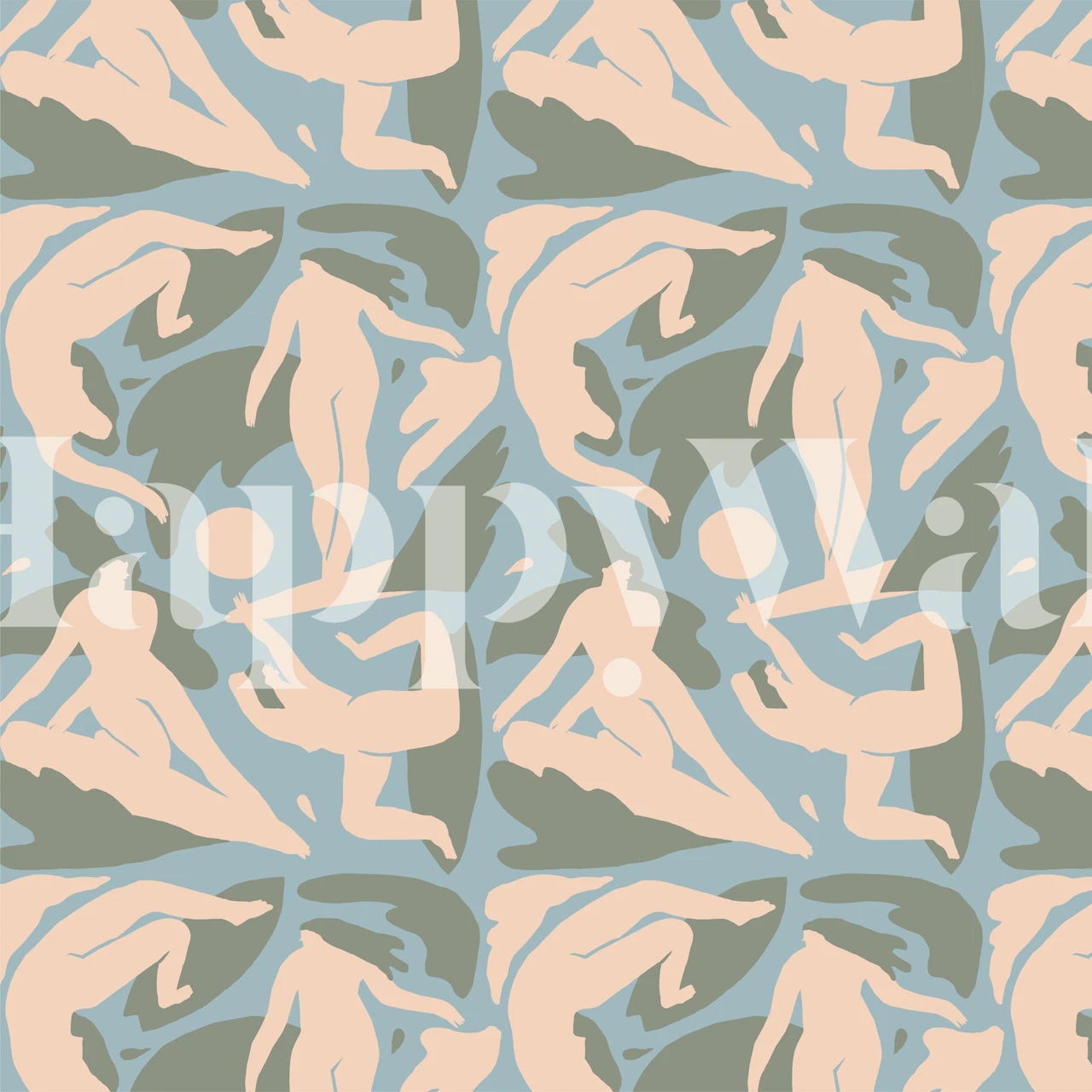 Abstract human figures in pastel colors, modern wallpaper