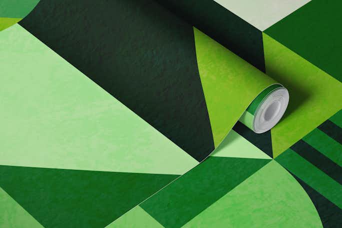 Green geometric mid centurywallpaper roll