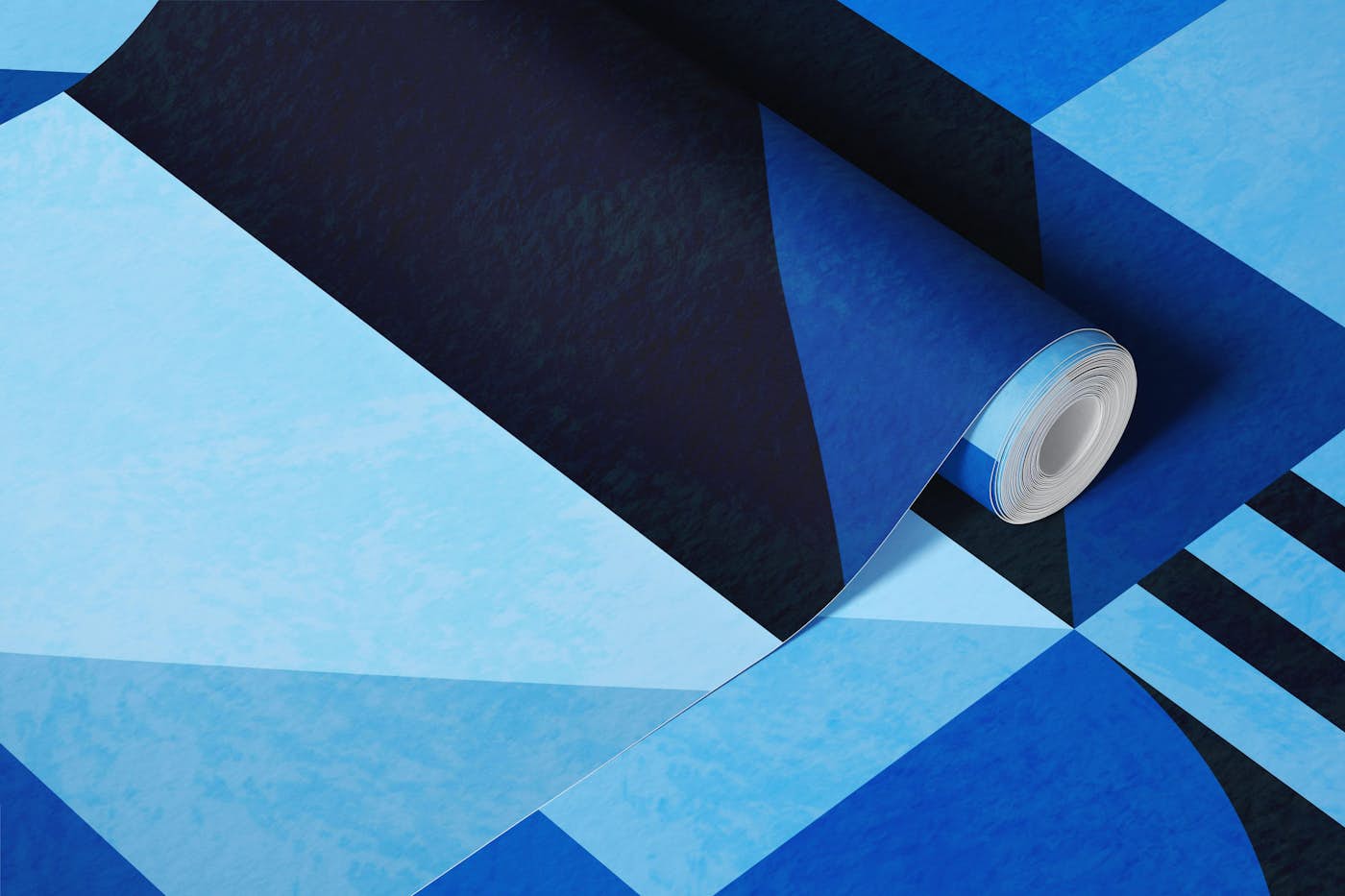 blue geometric mid century wallpaper roll
