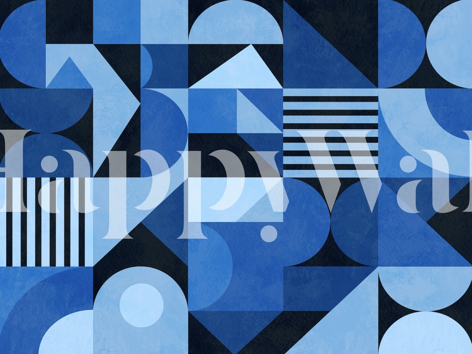 Blue Geometric MidCentury Wallpaper Happywall