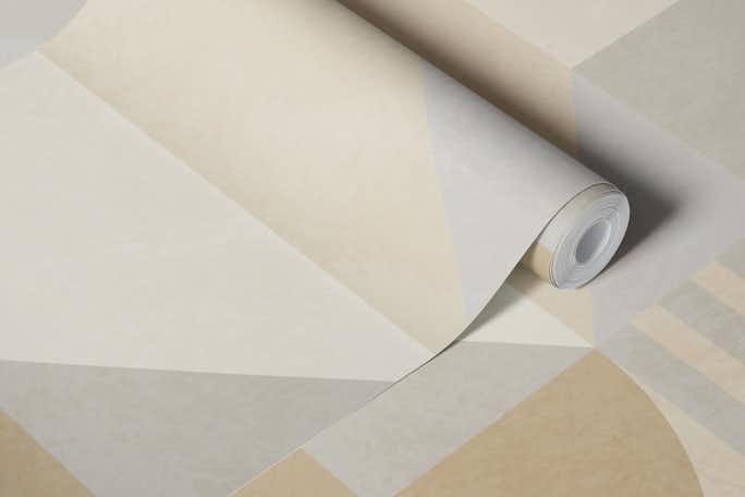 beige mid century geometricwallpaper roll