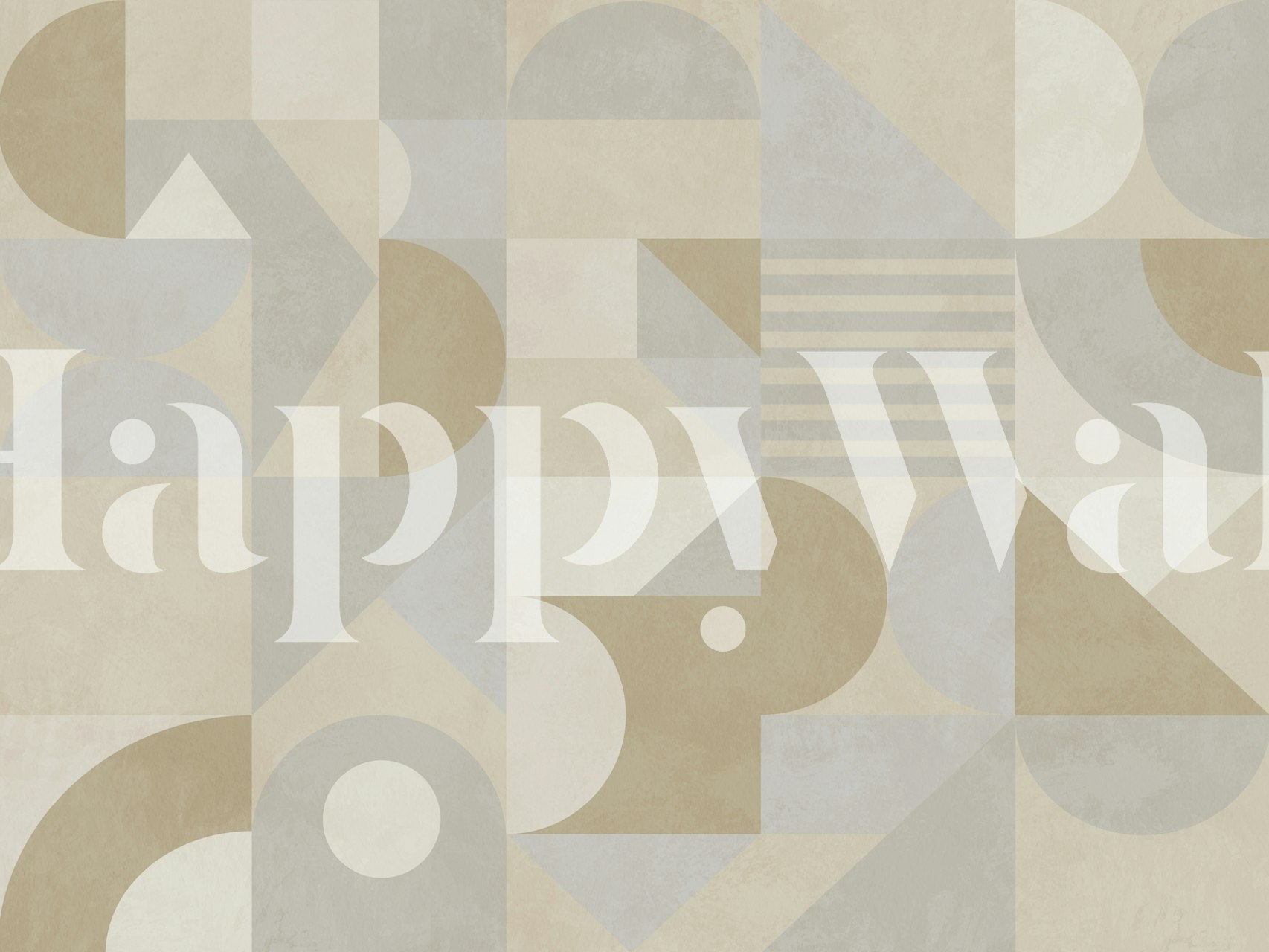 Geometric shapes in beige, light gray, and cream wallpaper