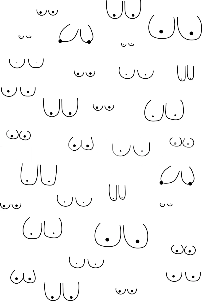 Black and white minimalist wallpaper featuring various boob illustrations
