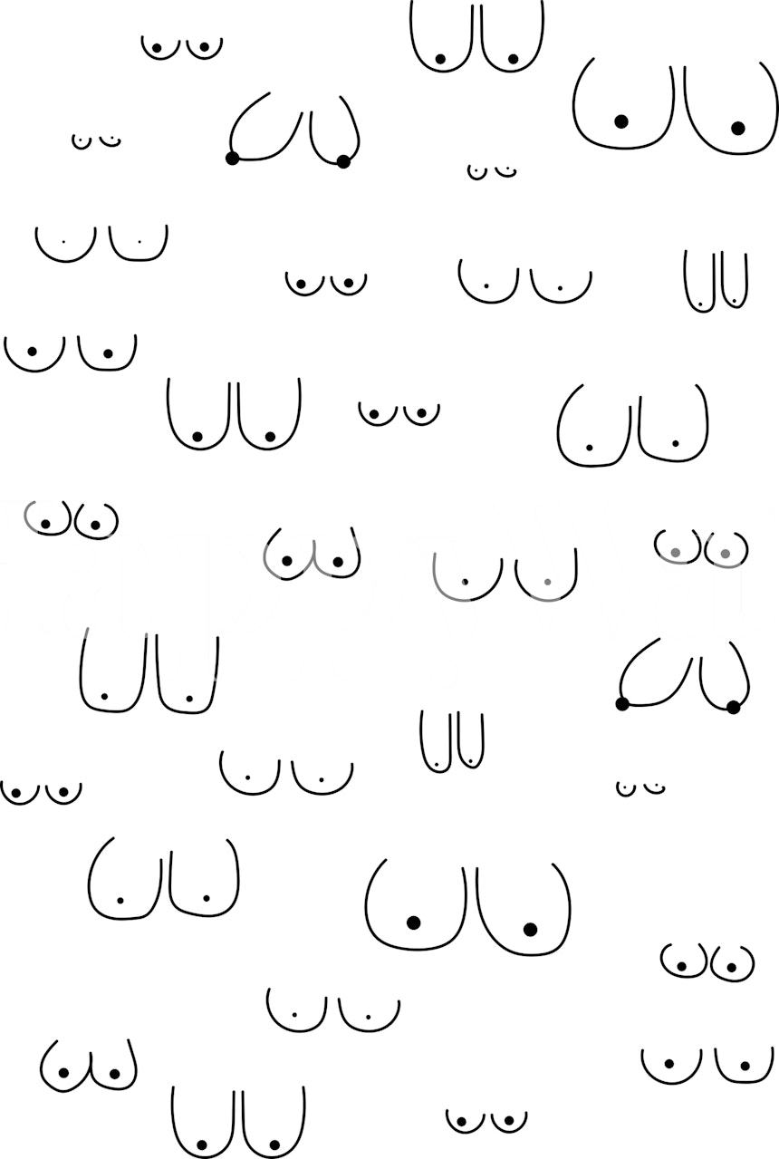 Black and white minimalist wallpaper featuring various boob illustrations
