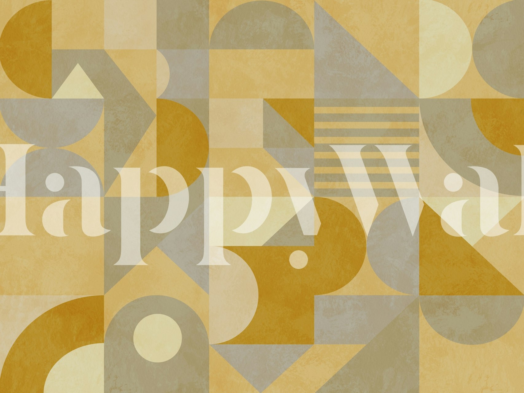 Bauhaus geometric yellow tapet i ett rum