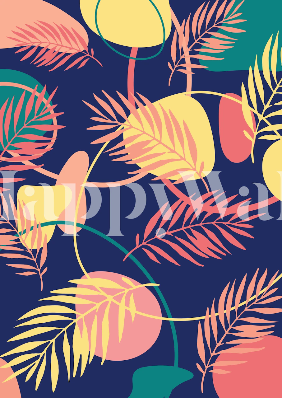 Papel de parede Jungle Tropics em um quarto elegante