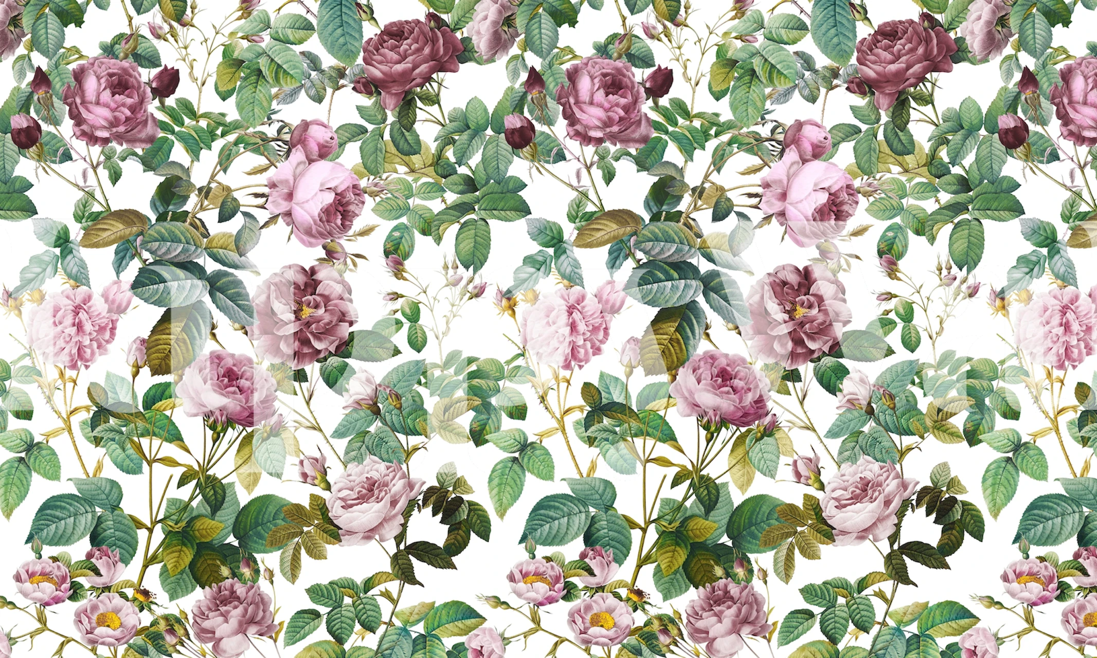Floral wallpaper design in a room