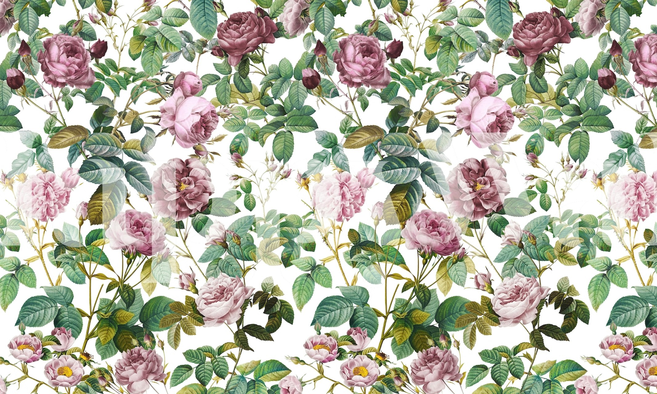 Floral wallpaper design in a room