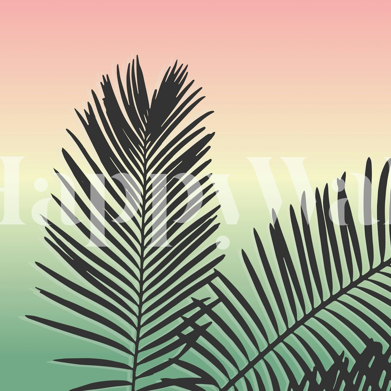 Pastel Palm tapeta u uređenoj sobi