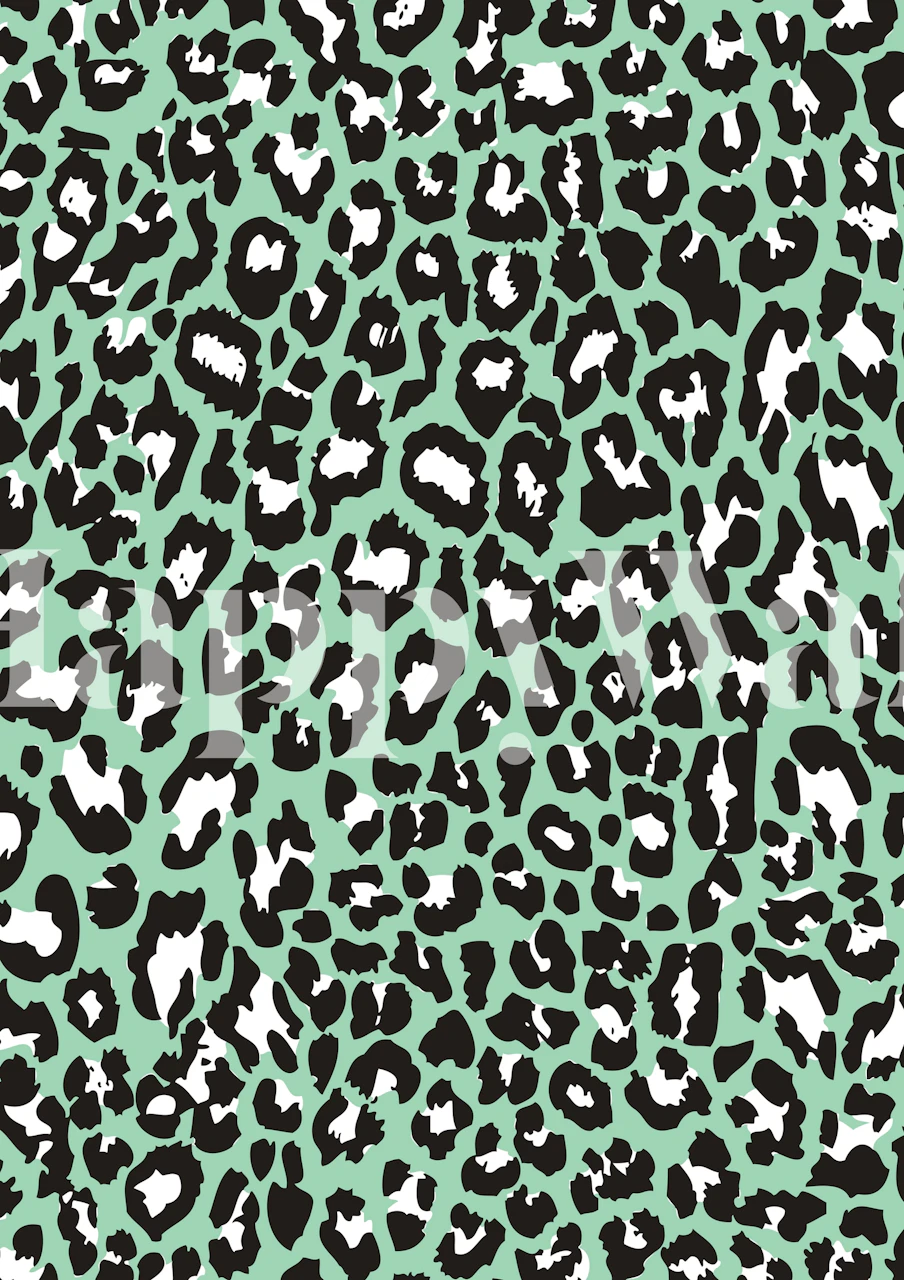 Mint green leopard print wall mural