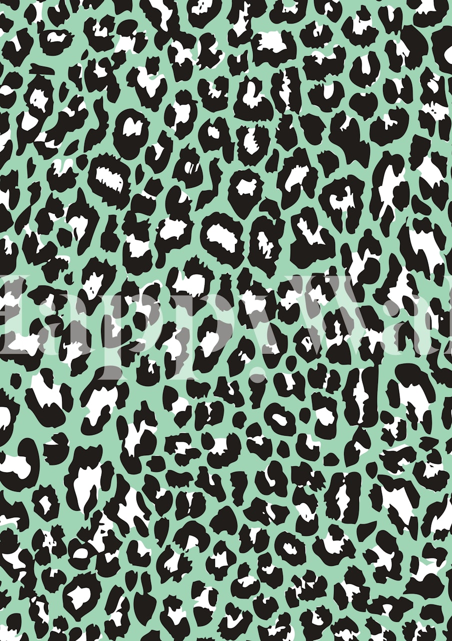 Mint green leopard print wall mural