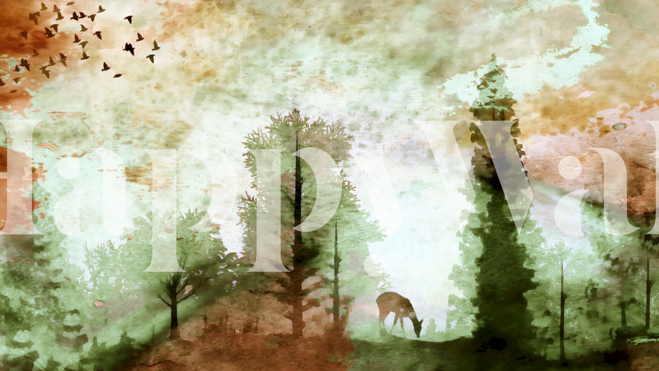 Scandinavian wildlife wallpaper design in a room