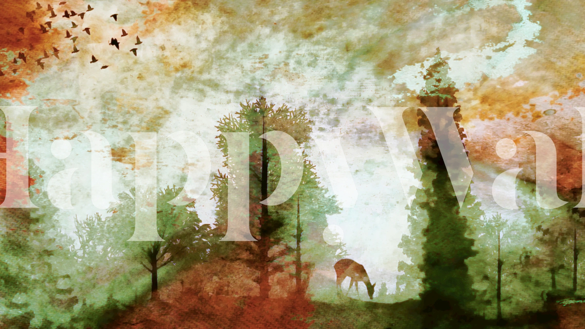 Scandinavian wildlife wallpaper design in a room