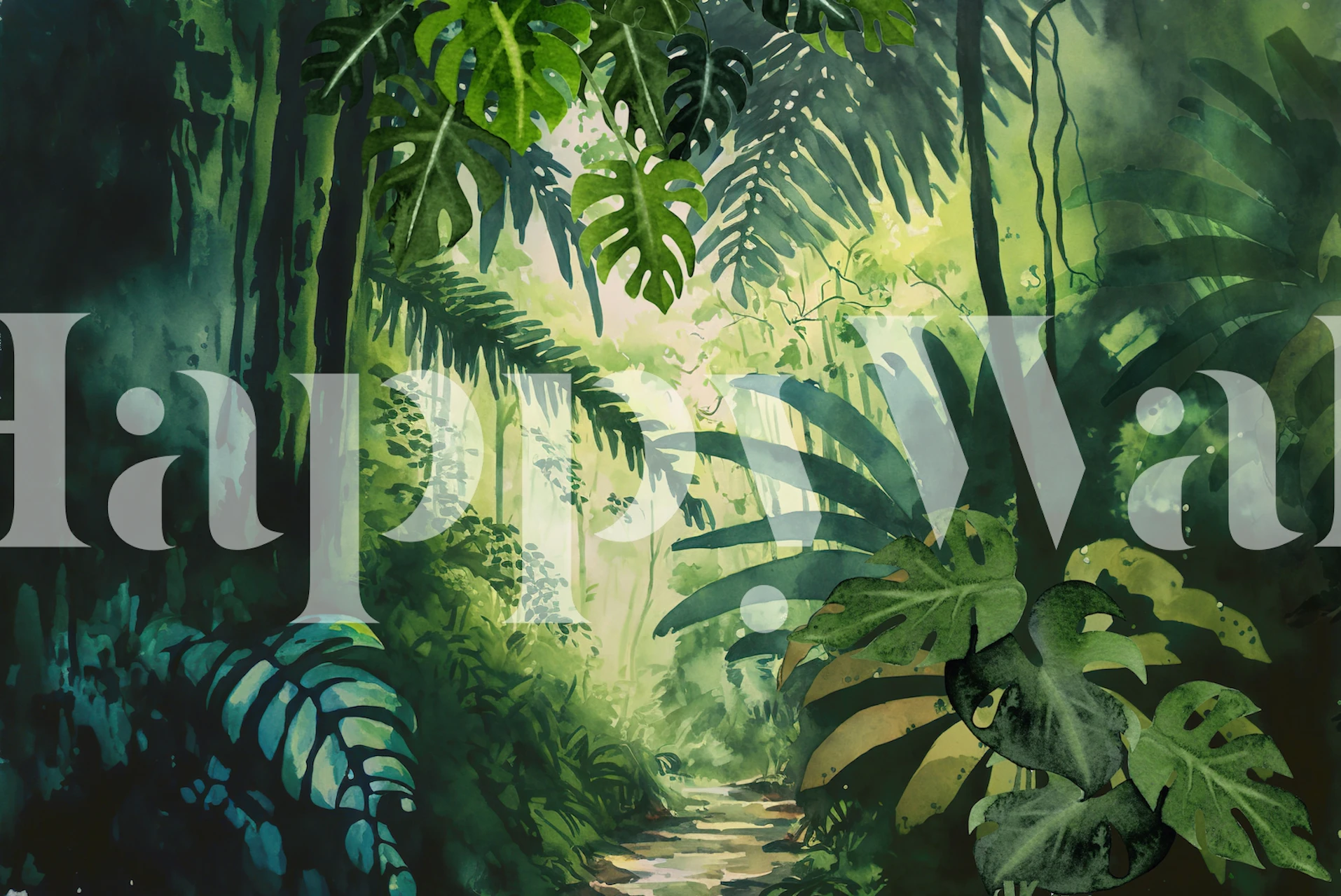 Tapeta s zelenou scénou džungle