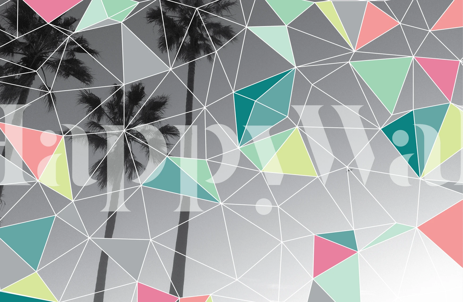 Geometric Palm wallpaper design in a room