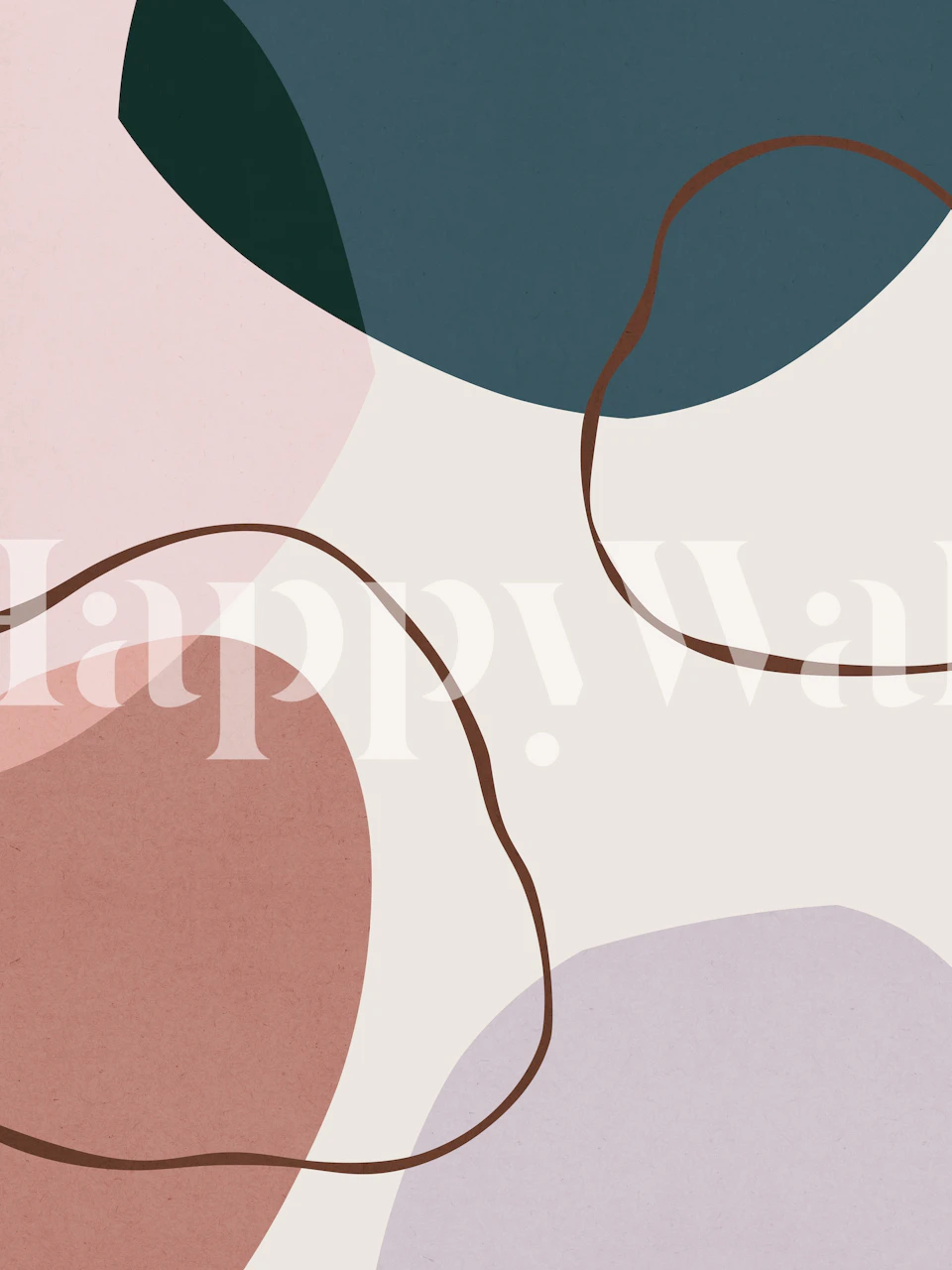 Colorful abstract shapes in pink, green, and brown wallpaper
