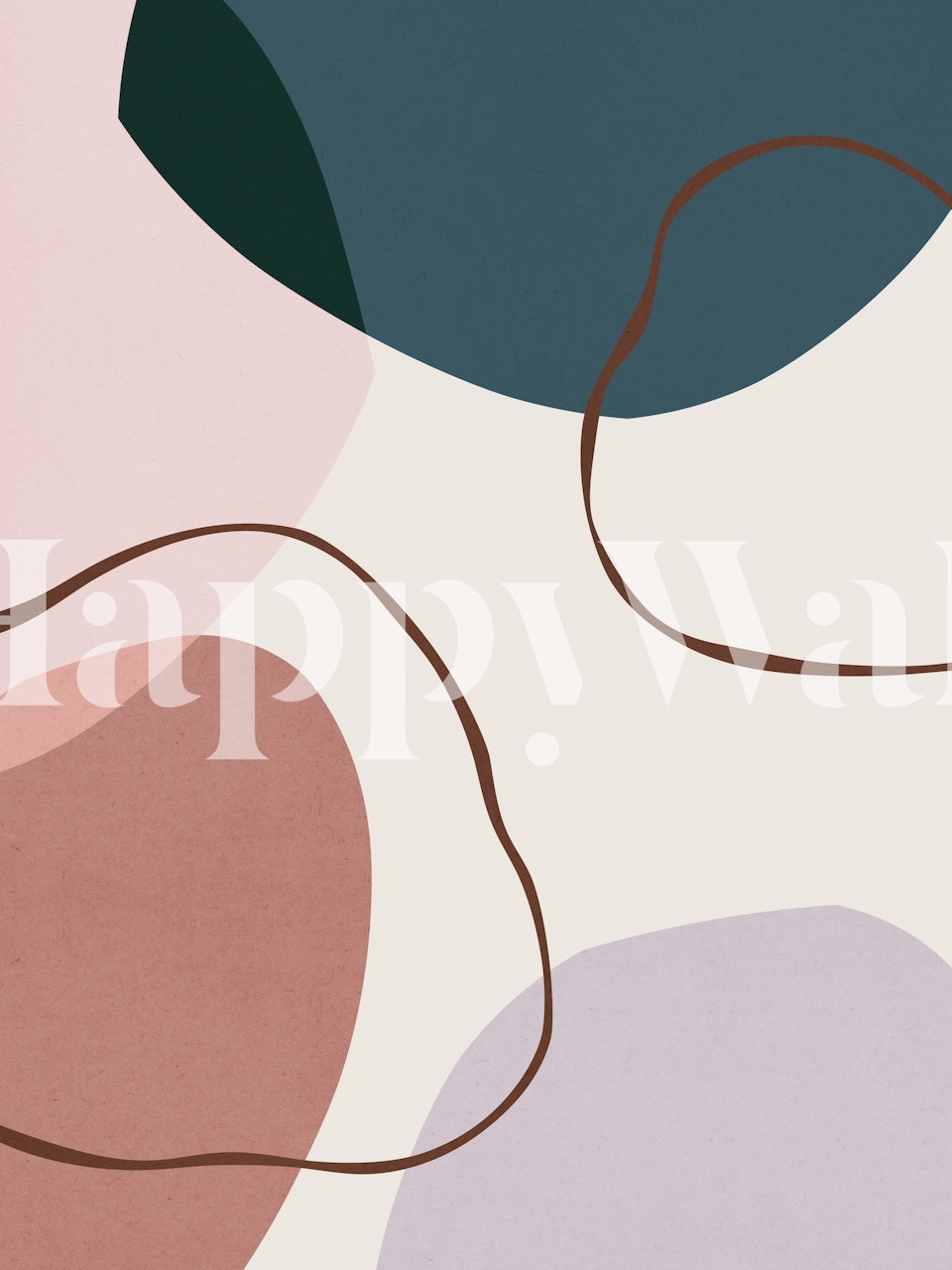 Colorful abstract shapes in pink, green, and brown wallpaper